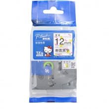 兄弟/brother TZe-HP31 12mm 粉底黑字 卡通色带 HelloKitty底纹色带