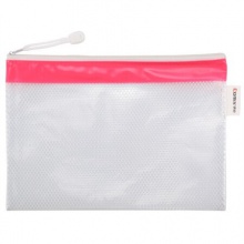 齐心/Comix A2055 10个装 B5 彩条边文件袋 PVC防潮网格拉链袋