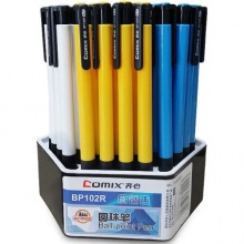 齐心/COMIX BP102R 装蓝色60支0.7mm 防滑握手按动圆珠笔