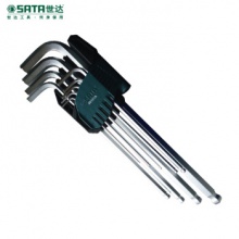世达/（SATA）09101A 9件套铬钒钢特长球头内六角扳手套装公制特长加长平头球头内六角