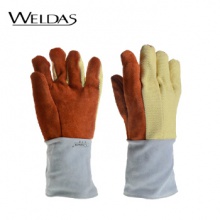 威特仕 / WELDAS 10-4900 耐磨防切割皮层织物五指款耐极高温手套防切割电焊手套 