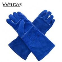 威特仕 / WELDAS 10-2054 彩蓝色长袖款电焊烧焊手套加长袖筒46cm防火耐磨隔热