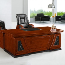 老板板材办公大班桌 中式转角办公桌 木皮面经理办公桌