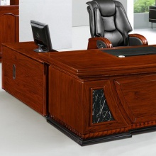 老板板材办公大班桌 中式转角办公桌 木皮面经理办公桌