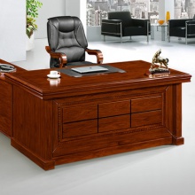 L型办公桌红棕色板材老板桌中式大班台
