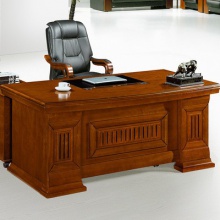 木皮面老板办公桌 中式经理大班桌 板材转角办公桌
