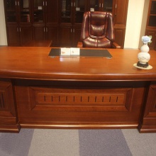 木皮面老板办公桌 中式经理大班桌 板材转角办公桌