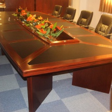 中式大型会议红棕色开会长桌培训室大型办公桌会议桌