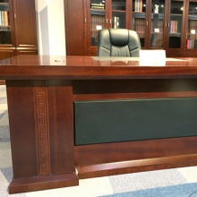 抗磨耐用原木胡桃色 中式老板办公大班桌 木皮面办公桌