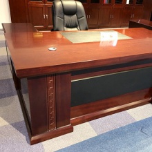 抗磨耐用原木胡桃色 中式老板办公大班桌 木皮面办公桌