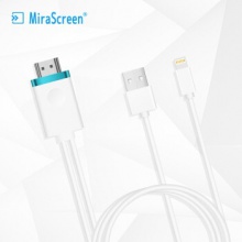 乐来乐/（Lemorele）有线手机同屏器lightning转hdmi连接电视投影仪车载投屏器手游同屏线 苹果有线同屏器 白色