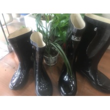 际华3537男女士胶靴雨靴 中高筒雄军水靴防滑耐磨橡胶雨鞋黑色靴子 绅士水靴