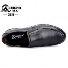 3515强人男鞋春秋黑色商务休闲鞋皮鞋真皮透气套脚皮鞋军鞋 黑色