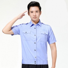 夏季执勤服短袖夏装交织绸衬衣男女单位半袖工作制服衬衫协警服装 新款交织绸