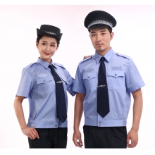 保安服短袖衬衣夏装物业小区保安工作制服套装男 蓝色衬衣