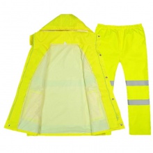 荧光黄安全反光条分体雨衣服装套装 时尚透气 执勤 户外男女分体骑行 荧光色